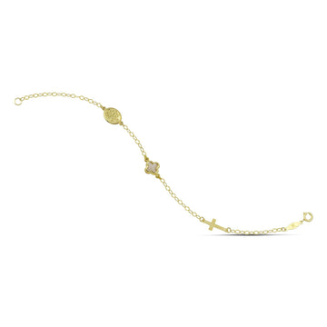 Βραχιόλι παιδικό από χρυσό 9 καρατίων, με κωνσταντινάτο και σταυρουδάκι.